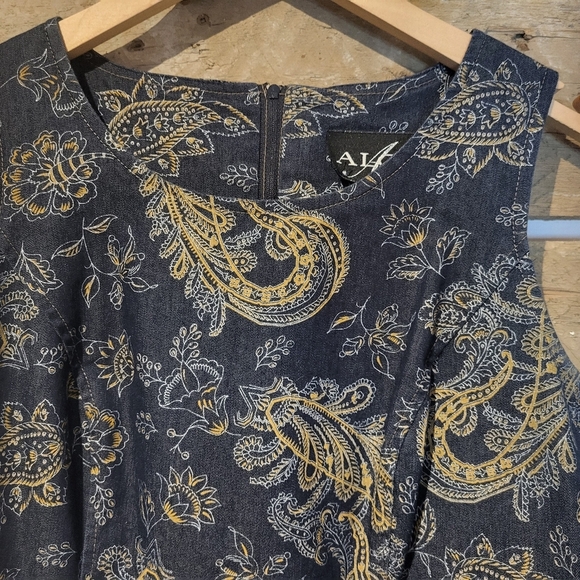 Vintage ALGO Made In Canada 🇨🇦Elegant Paisley Print Denim  Dress - Picture 3 of 7